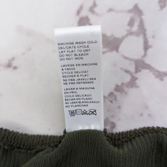 Good American Swim Bottom Women 1 2 S M Stormy Green Crinkle Tiny Ties Bikini - Picture 10 of 12